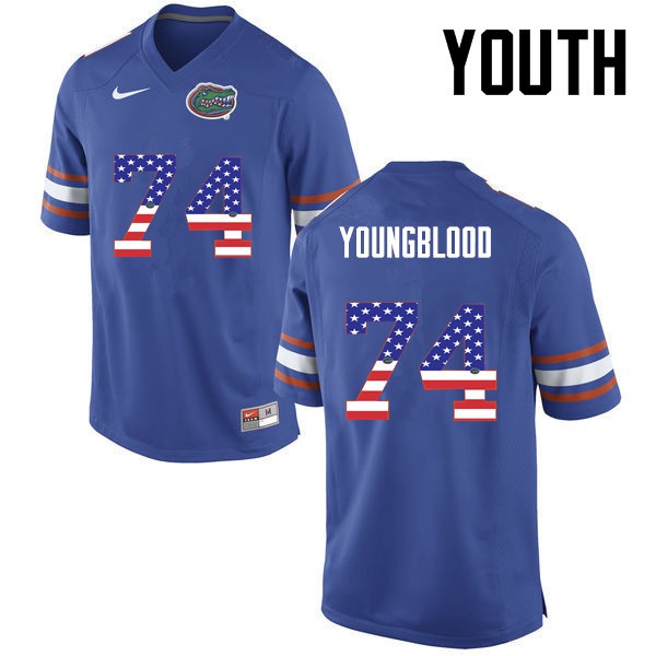 Florida Gators Youth #74 Jack Youngblood College Football Jersey USA Flag Fashion Blue